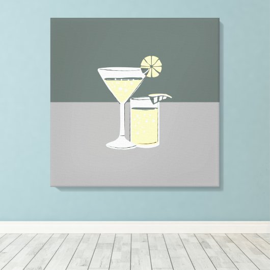 Modern Cocktails Colorblock Canvas Afdruk (Insitu (Houten vloer))