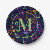 Modern Cocktails Happy Hour Monogram Bord (Voorkant)