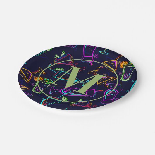 Modern Cocktails Happy Hour Monogram Bord (Gekanteld)