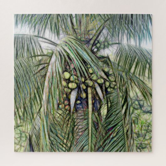 Modern Coconuts Palm Tree Tropical Greenery Legpuzzel (Verticaal)