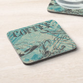 Modern Coffee Art Sketch Blue Bier Onderzetter (Linkerzijde)