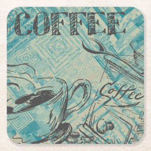 Modern Coffee Art Sketch Blue Kartonnen Onderzetters