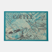 Modern Coffee Art Teal Deurmat (Voorkant)