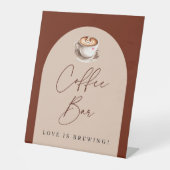 Modern Coffee Bar Love is het brouwen van Vrijgeze Reclamebord Met Voetstuk (Voorkant)
