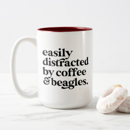 Modern Coffee & Beagle Hondenliefhebber gepersonal Tweekleurige Koffiemok