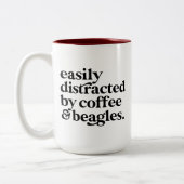 Modern Coffee & Beagle Hondenliefhebber gepersonal Tweekleurige Koffiemok (Links)