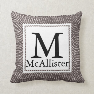 Modern Coffee Brown Herringbone Kussen