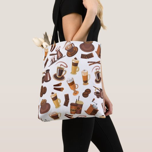 Modern Coffee Lover Pattern Tote Bag (Dichtbij)