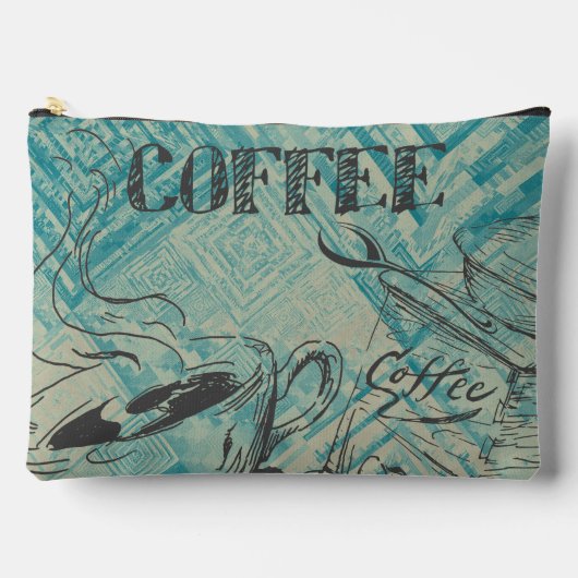 Modern Coffee Lovers Cafe Art Sketch Blue Etui (Voorkant)