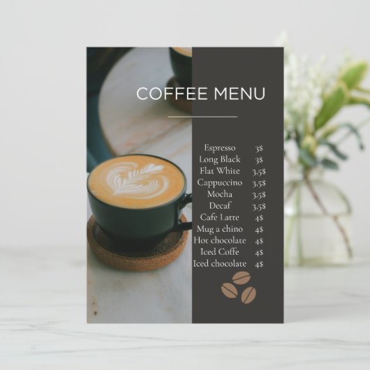 Modern Coffee Shop Menu Card Template (Staand voorkant)