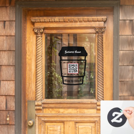 Modern Coffee Shop Scan QR Code Order Menu Raamsticker (Huis Deur)