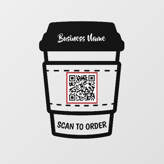 Modern Coffee Shop Scan QR Code Order Menu Raamsticker (Vel)