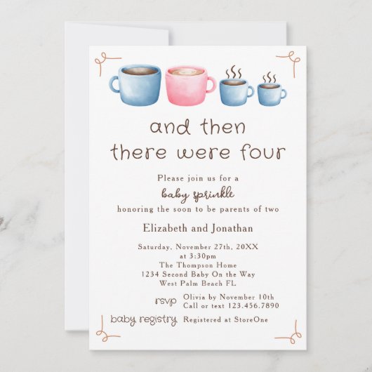 Modern Coffee Thema Schattigee 2e Baby Sprinkle Kaart (Voorkant)