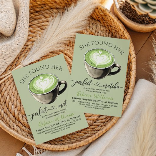 Modern Coffee Theme Perfect Matcha Bridal Shower Kaart