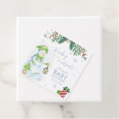 Modern Cold Outside Floral Snowman Baby Shower  Bedankjes Labels (In situ)
