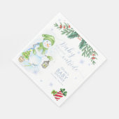Modern Cold Outside Floral Snowman Baby Shower  Servet (Hoek)