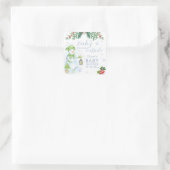 Modern Cold Outside Floral Snowman Baby Shower Vierkante Sticker (Tas)