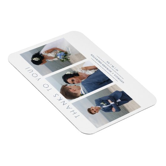 Modern Collage 3 Foto's Wedding minimalistisch scr Magneet (Rechterzijde)