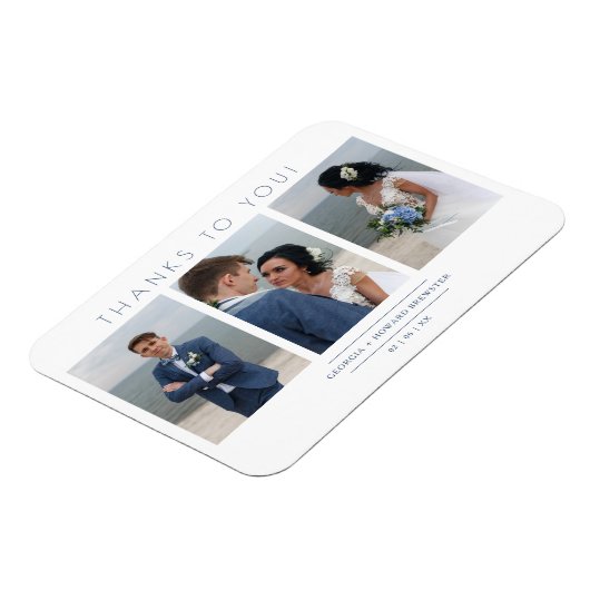 Modern Collage 3 Foto's Wedding minimalistisch scr Magneet (Linkerzijde)