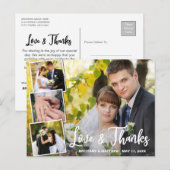 Modern Collage 4 Foto Weddenschap Hartelijk dank Briefkaart (Voorkant / Achterkant)