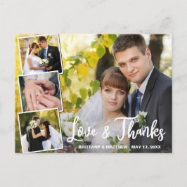 Modern Collage 4 Foto Weddenschap Hartelijk dank Briefkaart