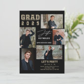 Modern Collage 5 foto's Afstuderen Uitnodiging (Staand voorkant)
