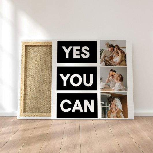 Modern Collage Family Photo & Motivation Quote Canvas Afdruk