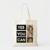 Modern Collage Family Photo & Motivation Quote Tote Bag (Voorkant)