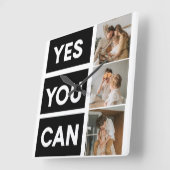 Modern Collage Family Photo & Motivation Quote Vierkante Klok (Hoek)