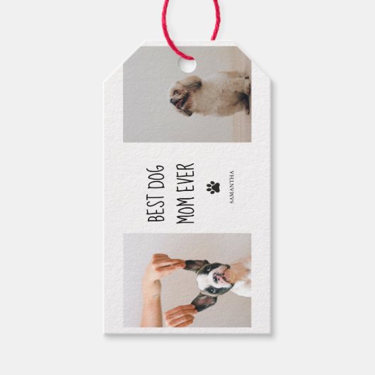 Modern Collage Foto Best Mam Dog Ever Cadeaulabel (Voorkant)