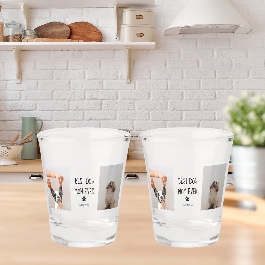 Modern Collage Foto Best Mam Dog Ever Shot Glas