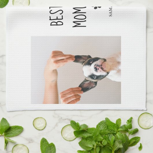 Modern Collage Foto Best Mam Dog Ever Theedoek (Gevouwen)