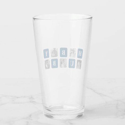 Modern Collage Foto Blue Best Hubby Ever Gift Glas (Achterkant)