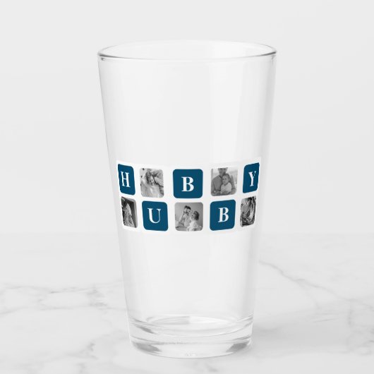 Modern Collage Foto Blue Best Hubby Ever Gift Glas (Voorkant)