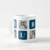 Modern Collage Foto Blue Best Hubby Ever Gift Koffiemok (Voorkant links)