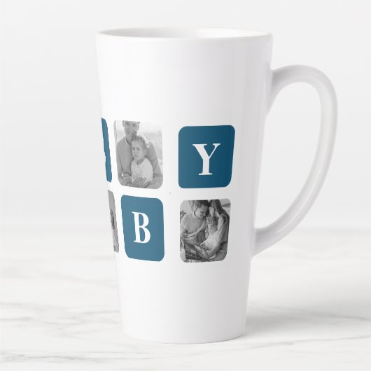 Modern Collage Foto Blue Best Hubby Ever Gift Latte Mok (Rechts)