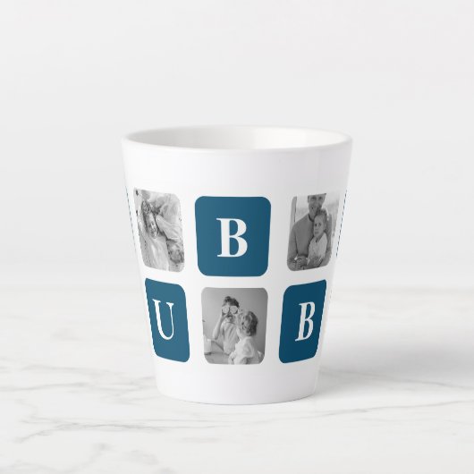 Modern Collage Foto Blue Best Hubby Ever Gift Latte Mok (Voorkant)