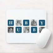 Modern Collage Foto Blue Best Hubby Ever Gift Muismat (Met muis)