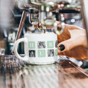 Modern Collage Foto Mint Best Hubby Gift Espresso Kop