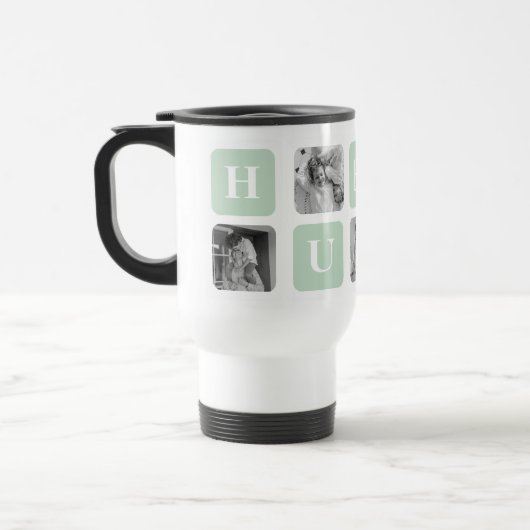 Modern Collage Foto Mint Best Hubby Gift Reisbeker (Links)