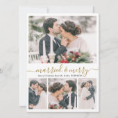 Modern Collage Getrouwd en Vrolijk Kerstfeest Kaar Feestdagenkaart (Voorkant)