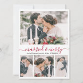 Modern Collage Getrouwd en Vrolijk Kerstfeest Kaar Feestdagenkaart (Voorkant)