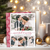 Modern Collage Getrouwd en Vrolijk Kerstfeest Kaar Feestdagenkaart
