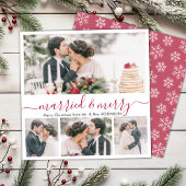 Modern Collage Getrouwd en Vrolijk Kerstfeest Kaar Feestdagenkaart