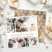 Modern Collage Getrouwd en Vrolijk Kerstfeest Kaar Feestdagenkaart