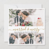 Modern Collage Getrouwd en Vrolijk Kerstfeest Kaar Feestdagenkaart (Voorkant)