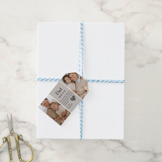 Modern Collage Gift | Gepersonaliseerd papa cadeau Cadeaulabel (Met Touw)