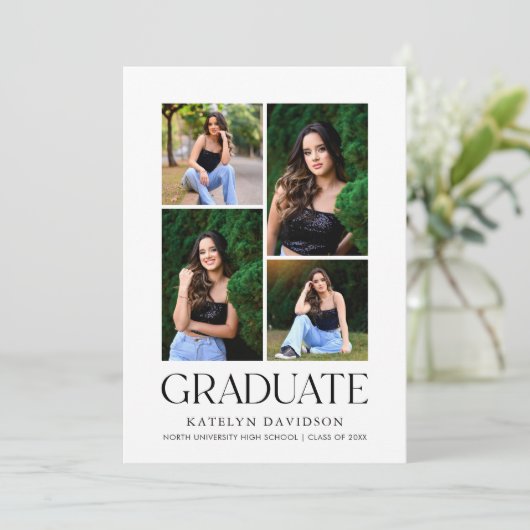 Modern Collage Grad Party Kaart (Staand voorkant)
