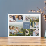 Modern Collage | Hanukkah-fotokaart Feestdagenkaart<br><div class="desc">Moderne Hanukkah-fotocollage-kaart bevat acht foto's die zijn gerangschikt in een rasterindeling,  met uw persoonlijke vakantiebericht en namen in wit op leistblauw. Een eenvoudig en minimaal ontwerp dat van uw favoriete foto's shows.</div>