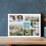 Modern Collage | Hanukkah-fotokaart Feestdagenkaart<br><div class="desc">Moderne Hanukkah-fotocollage-kaart bevat acht foto's die zijn gerangschikt in een rasterlay-out,  met uw persoonlijke vakantiebericht en namen in het wit op aqua. Een eenvoudig en minimaal ontwerp dat van uw favoriete foto's shows.</div>